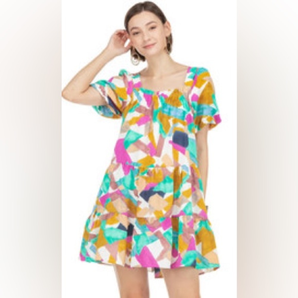 Joy Joy Puff Sleeve Tiered Dress